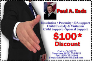 Discount Coupon for Paul Eads, Southern California Family Lawyer